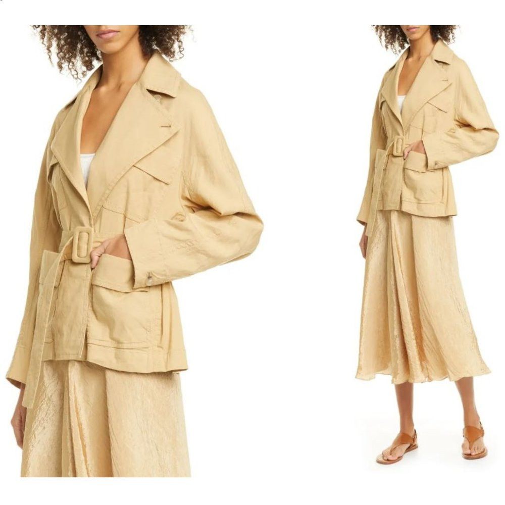 Vince NWT New $395 Vince Belted Linen Blend Beige Jacket Size S Size S / US 4 / IT 40 - 1 Thumbnail