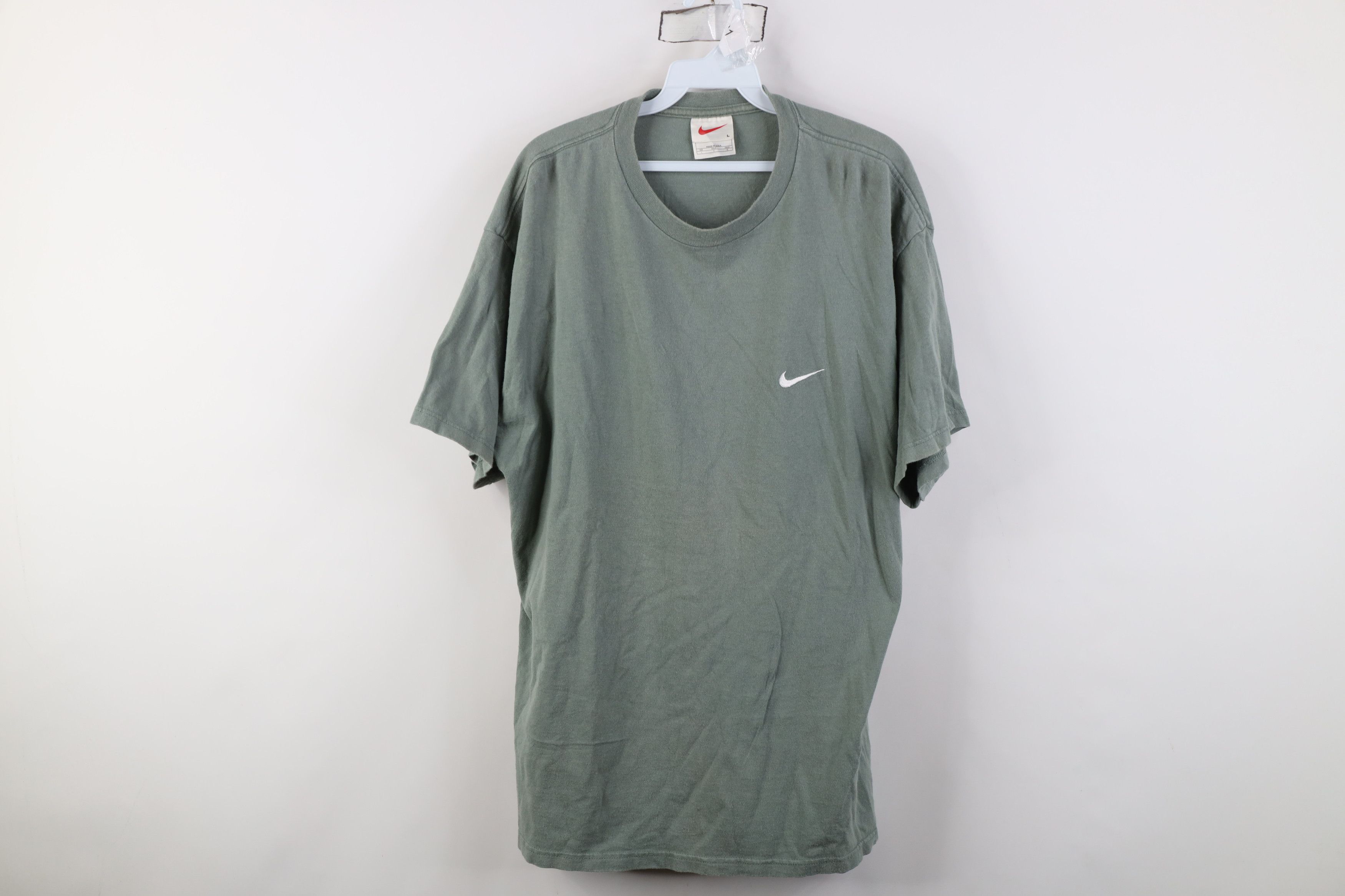 Nike Vintage 90s Nike Scott Mini Swoosh T-Shirt Light Green USA Size US L / EU 52-54 / 3 - 1 Thumbnail
