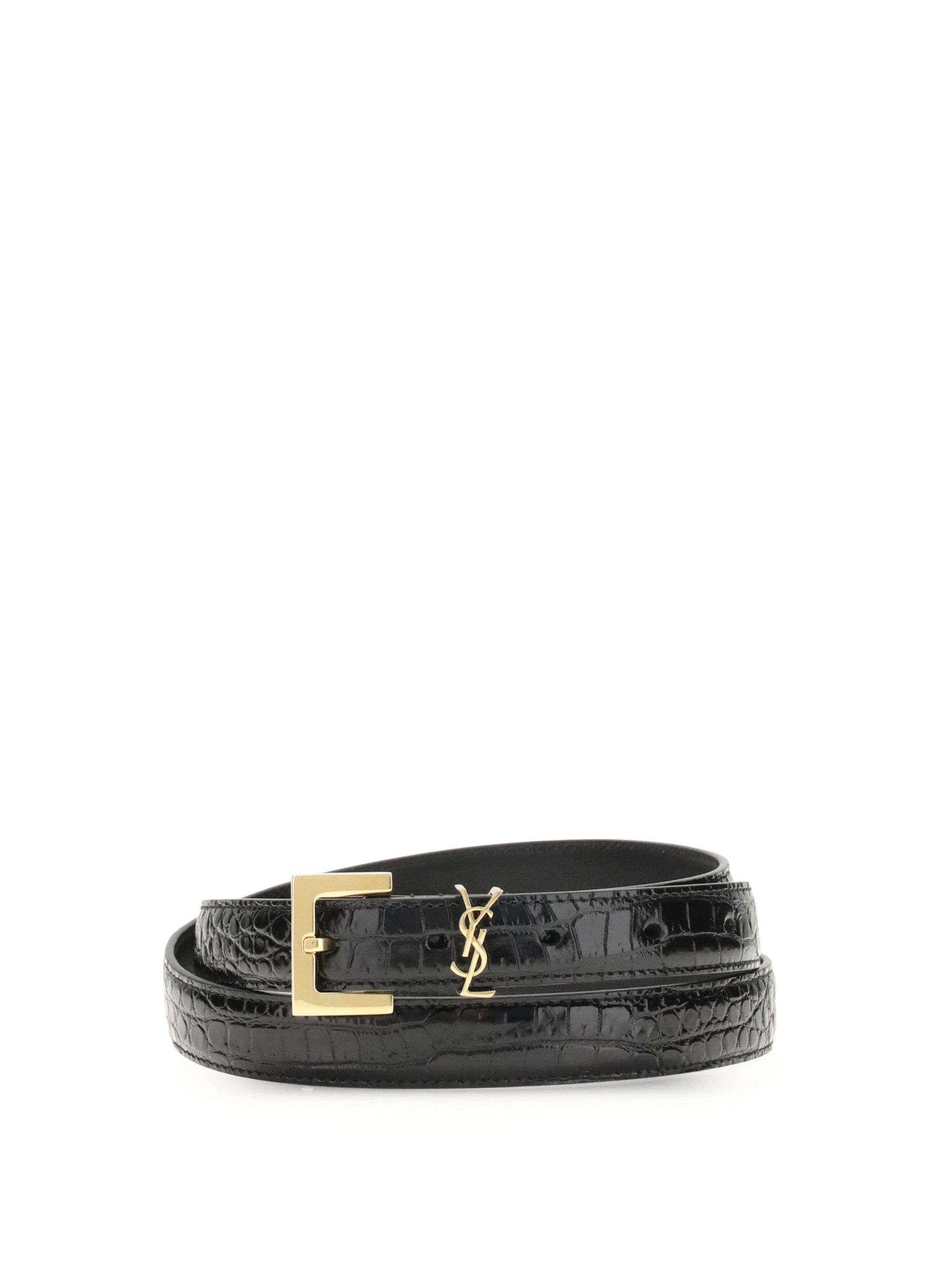 Saint Laurent Paris Crocodile-effect Cassandre Belt Size ONE SIZE - 1 Thumbnail