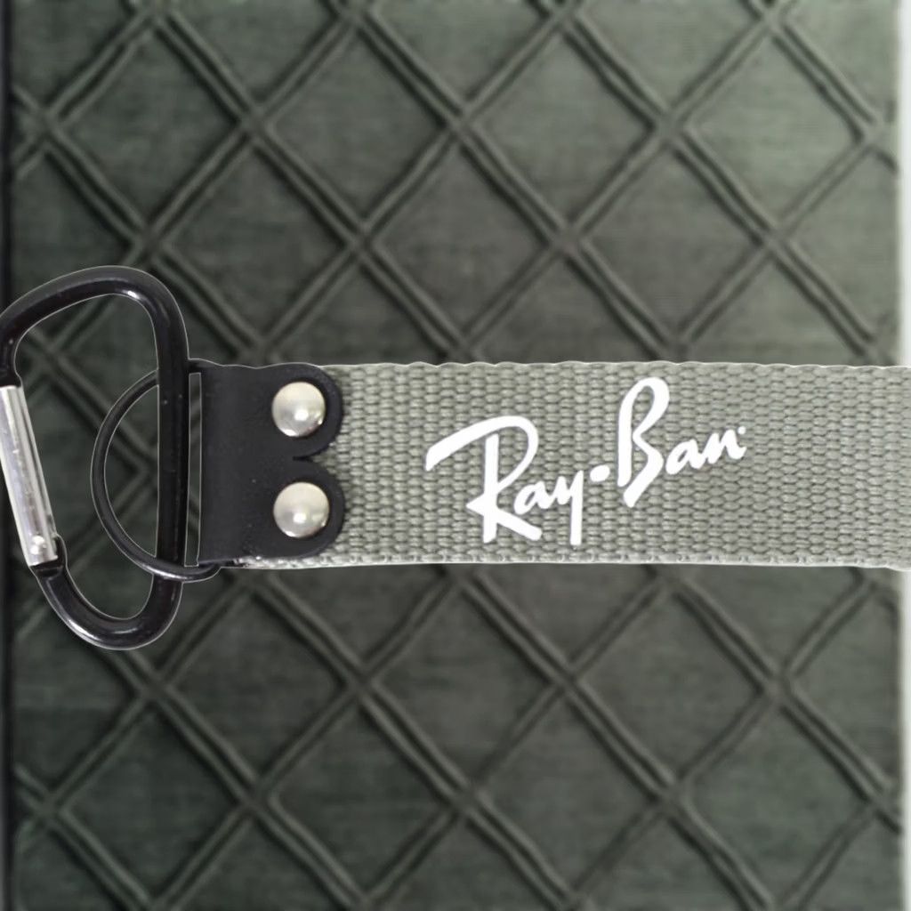 Vintage Ray Ban Black Metal & Dark Grey Fabric Caribiner Keychain RayBan Keychain Mens JavaScript Size ONE SIZE - 1 Preview