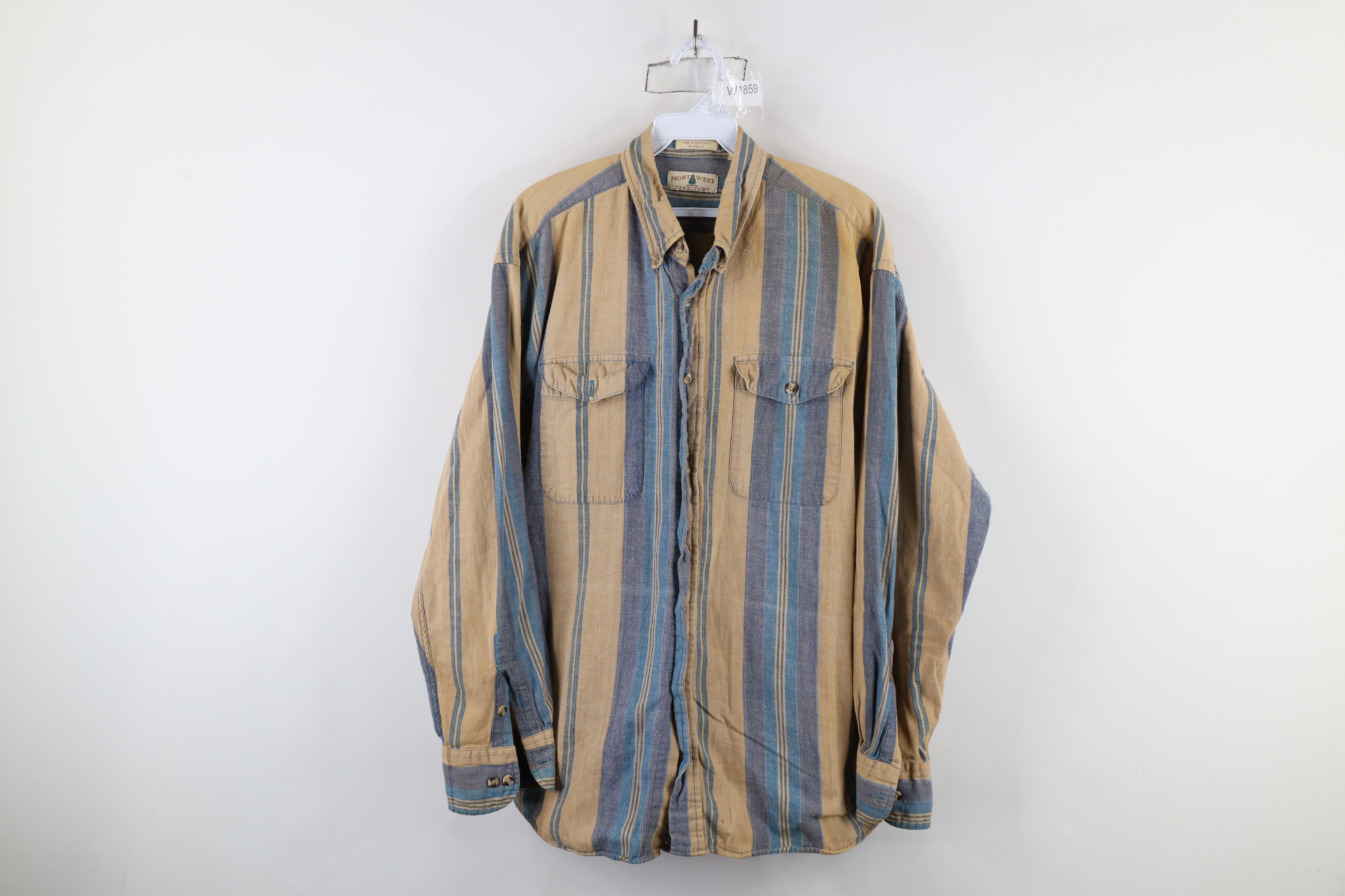 Vintage Vintage 90s Streetwear Striped Collared Button Down Shirt Size US L / EU 52-54 / 3 - 1 Thumbnail