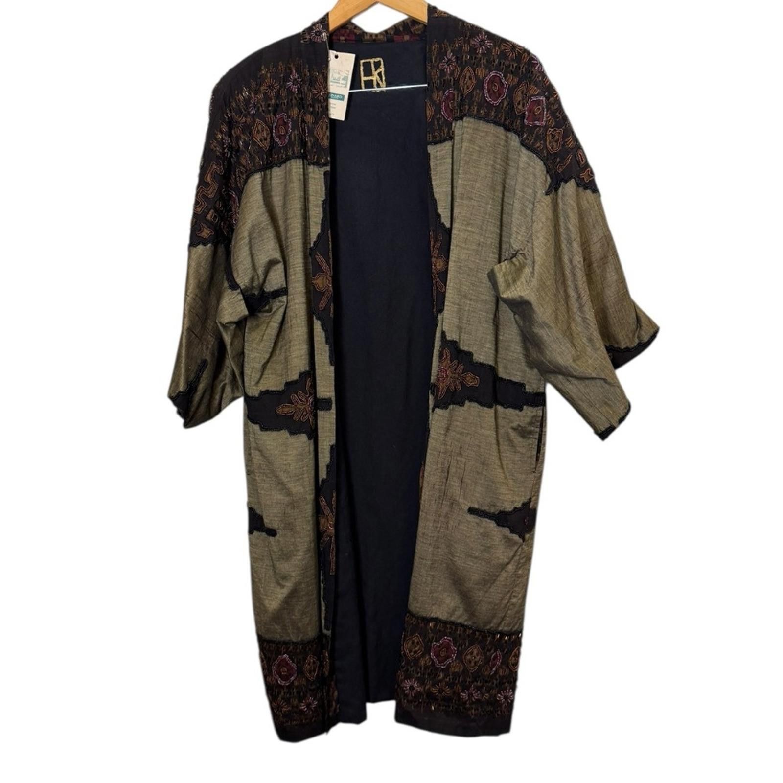 Other Raw Silk and Hand Beaded Ikat Women's Kimono Jacket sz O/S Size ONE SIZE - 1 Thumbnail