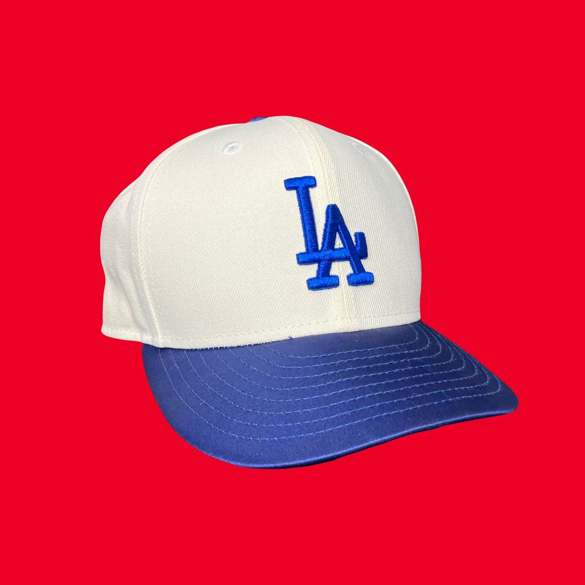MLB × New Era × Topperz New Era Los Angeles Dodgers Fitted Hat Satin Blue Brim 7 1/8 Size 28 - 1 Thumbnail