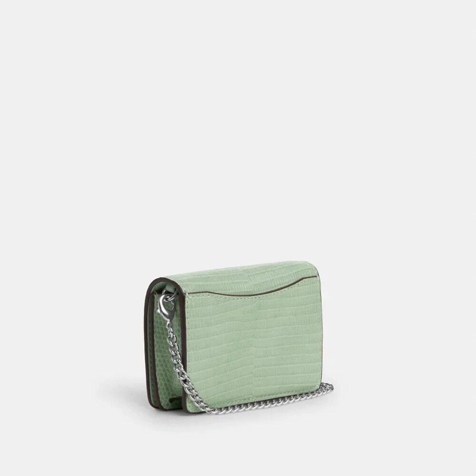 Coach NWT Coach Mini Wallet Chain CR372 Crocodile Leather Green Size ONE SIZE - 7 Thumbnail