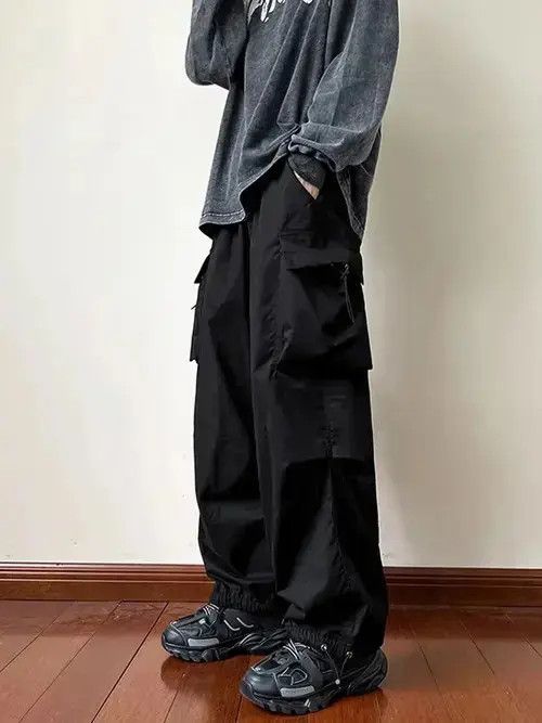 Japanese Brand × Vintage Vintage Streetwear black cargo parachute pants y2k Size US 32 / EU 48 - 1 Thumbnail