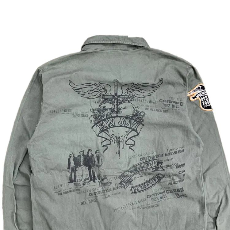 Bon Jovi Vtg Bon Jovi Military OG Shirt Size US M / EU 48-50 / 2 - 2 Thumbnail