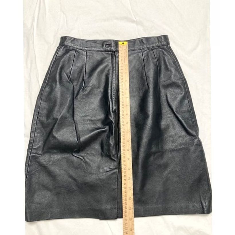 Vintage Newport News Genuine Leather Skirt Black Knee Length Lined - Size 6 Size 28" / US 6 / IT 42 - 5 Thumbnail