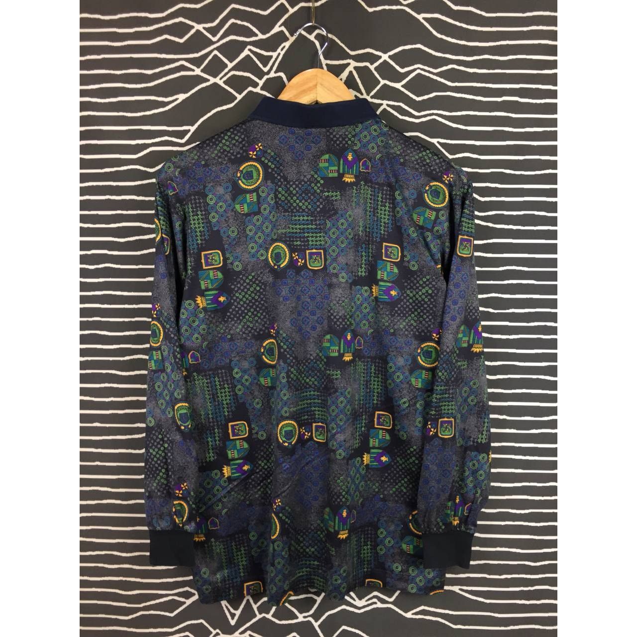 Vintage Vtg Man Course Abstract Pattern Retro Longsleeve Polo Tee Size US M / EU 48-50 / 2 - 5 Thumbnail
