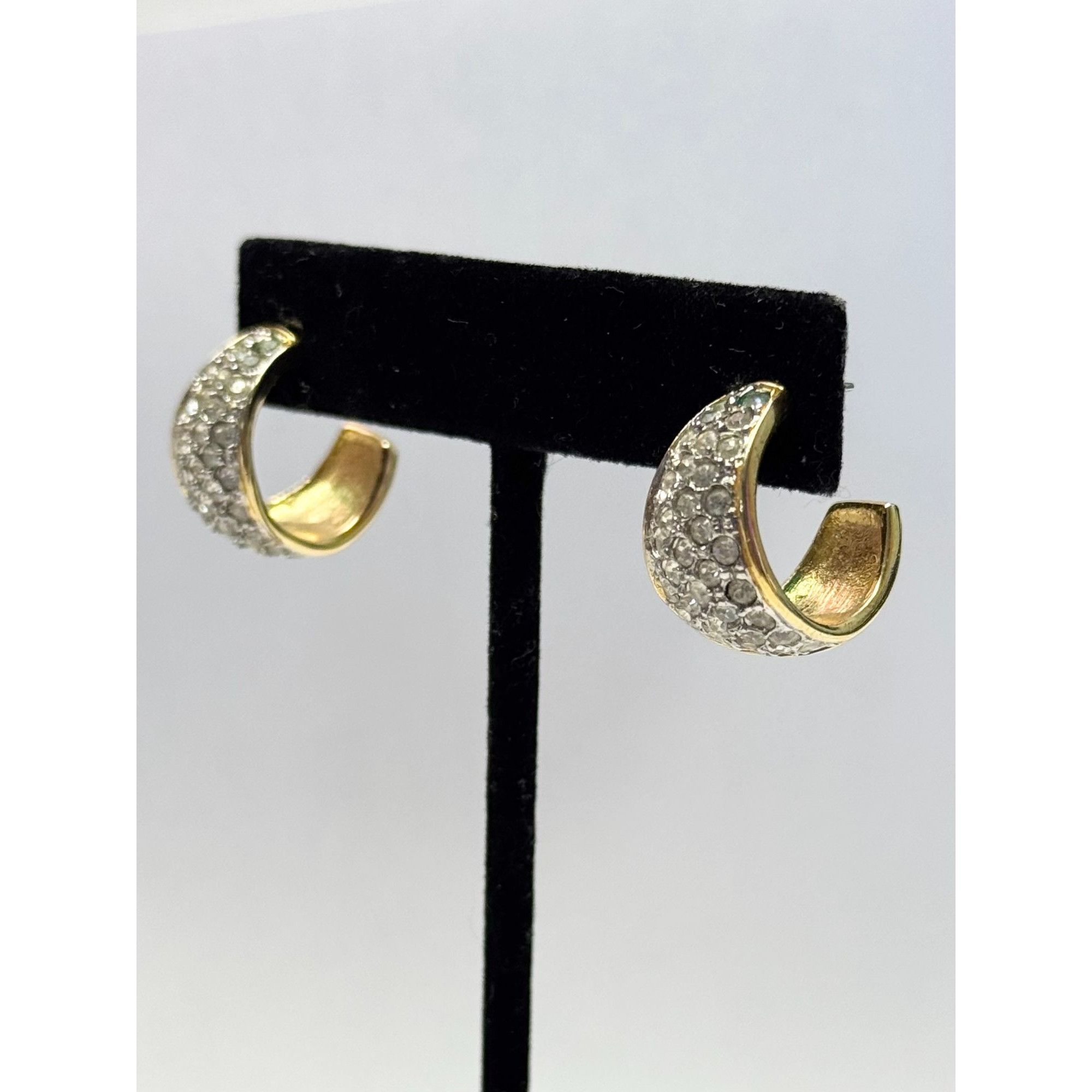 Vintage Vintage rhinestone gold hoop earrings Size ONE SIZE - 3 Thumbnail