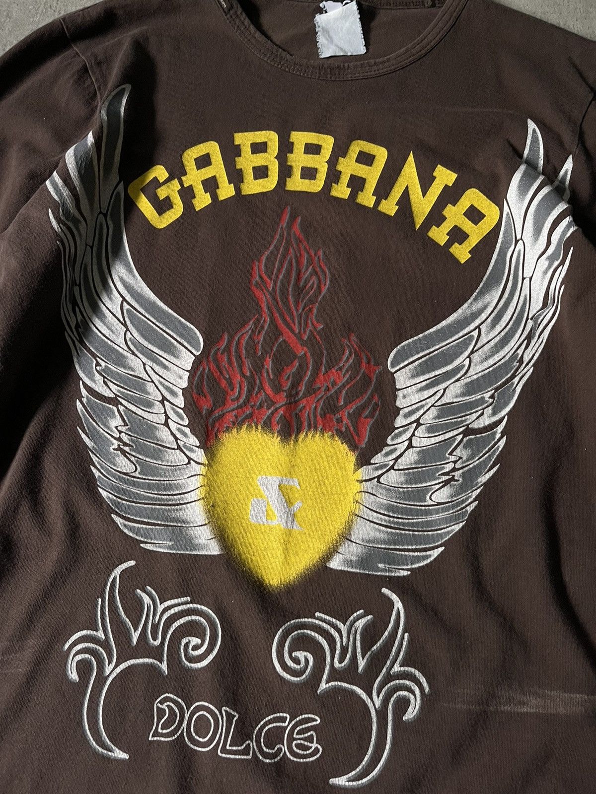 Dolce & Gabbana × Vintage Dolce & Gabbana Brown long sleeve t-shirt black angel Size US XL / EU 56 / 4 - 5 Thumbnail