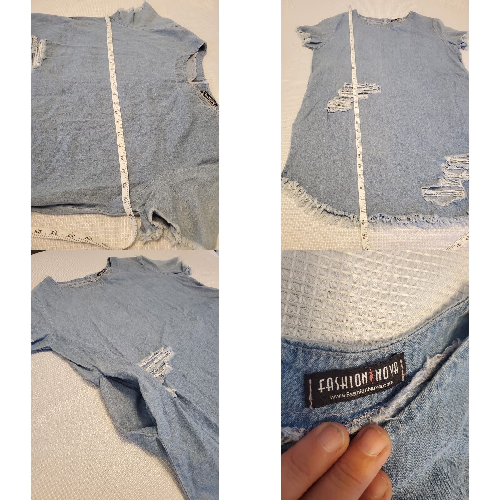 Fashion Nova Fashion Nova Women Dress XL Blue Cotton Short Sleeve Shift Mini Denim Size 40" / US 18 - 8 Thumbnail