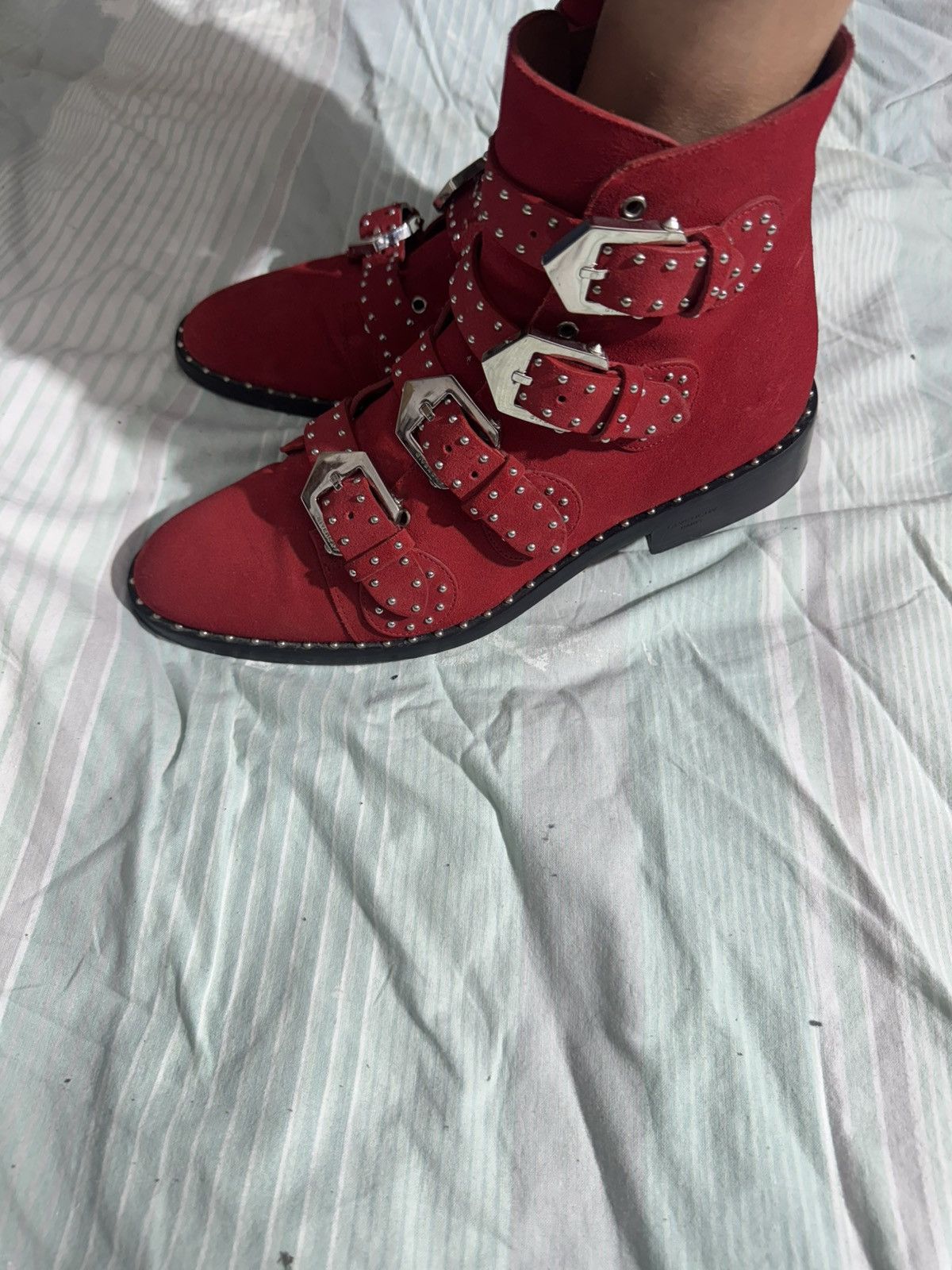 Givenchy GIVENCHY Women’s Boots – Red Leather Ankle Boots Size US 10 / IT 40 - 6 Thumbnail