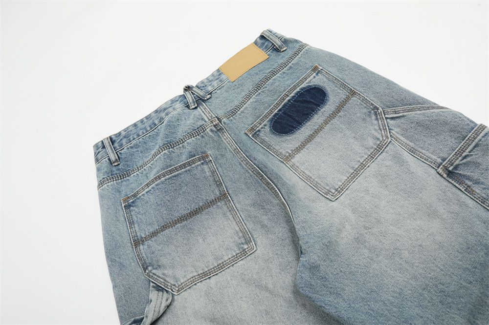 Japanese Brand × Jean Washed distressed color block men's retro casual jeans Size US 32 / EU 48 - 6 Thumbnail