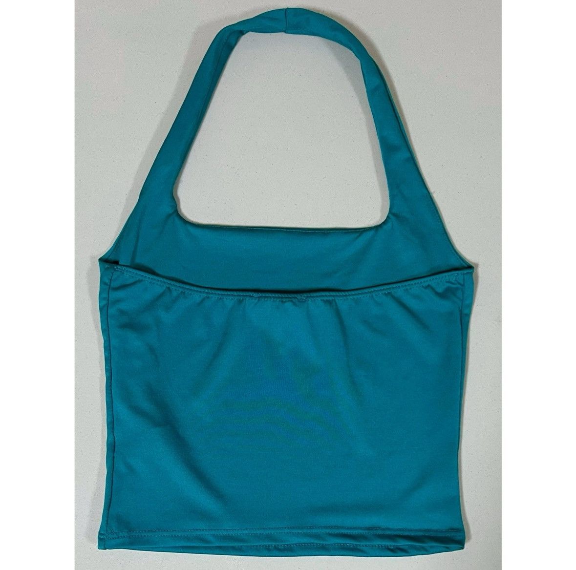 Vintage Teal Blue Solid Square-Neck Halter Top Shirt Blouse Size S ✨ Size S / US 4 / IT 40 - 4 Thumbnail