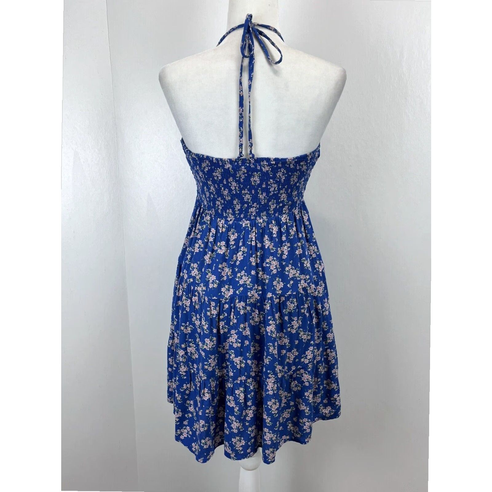 American Eagle Outfitters American Eagle Floral Halter Dress Short Sleeveless Blue Womens Small Size S / US 4 / IT 40 - 3 Thumbnail