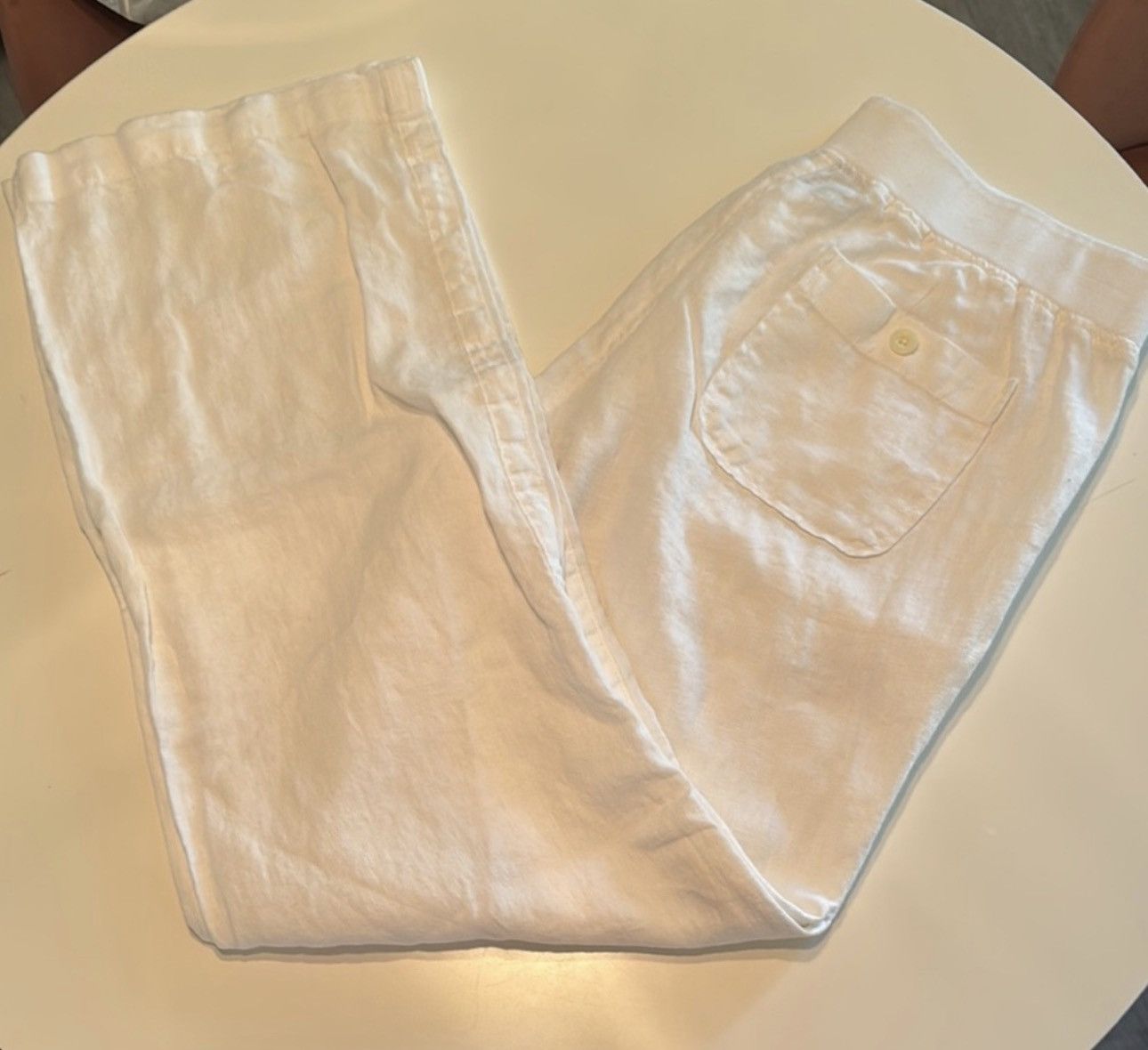 Athleta Athleta White Linen Pants Size 34" / US 12 / IT 48 - 1 Thumbnail