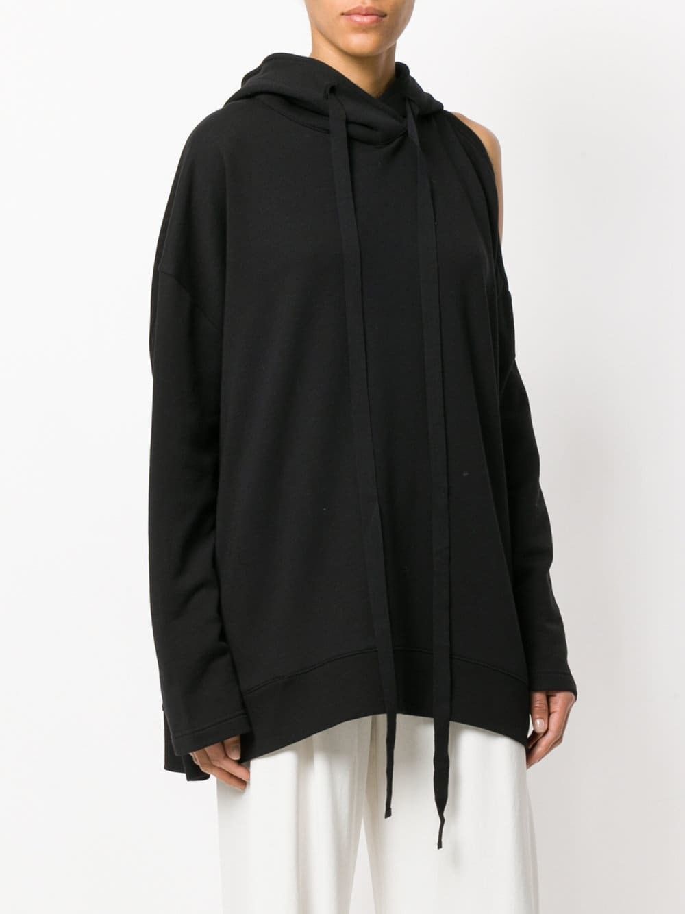 Ann Demeulemeester Ann Demeulemeester Black Tony Cold Shoulder Hoodie Size US XL / EU 56 / 4 - 16 Thumbnail