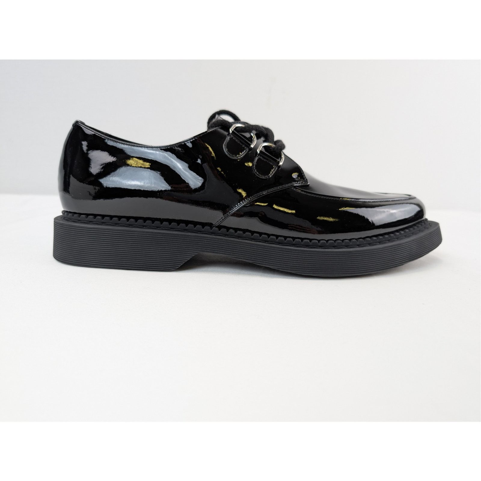 Saint Laurent Paris o1rshd1 Shiny Patent Leather Teddy Derby Shoes Boots Black Size US 12 / EU 45 - 4 Thumbnail