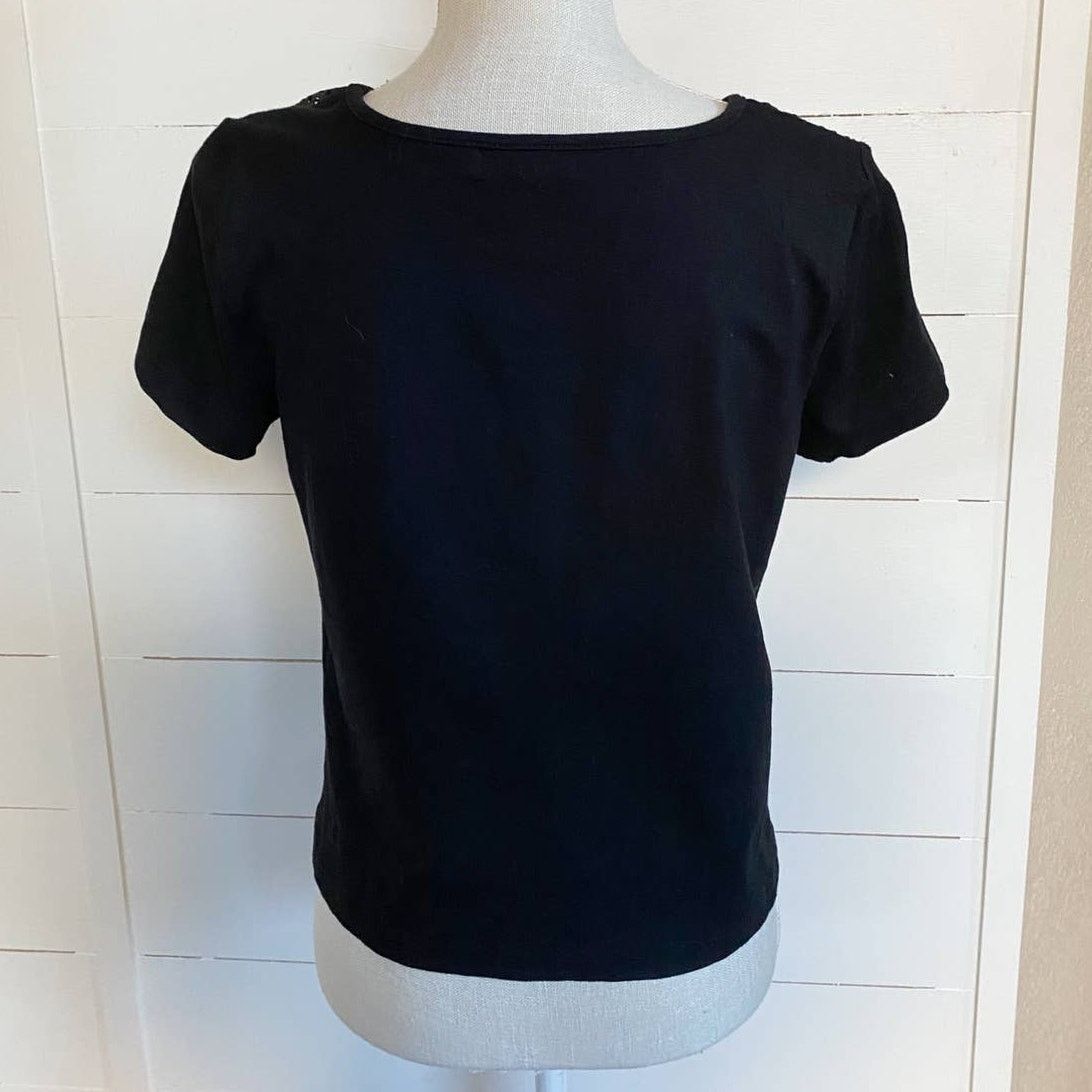 Nordstrom Trouve black perforated short sleeved top Size M / US 6-8 / IT 42-44 - 6 Thumbnail
