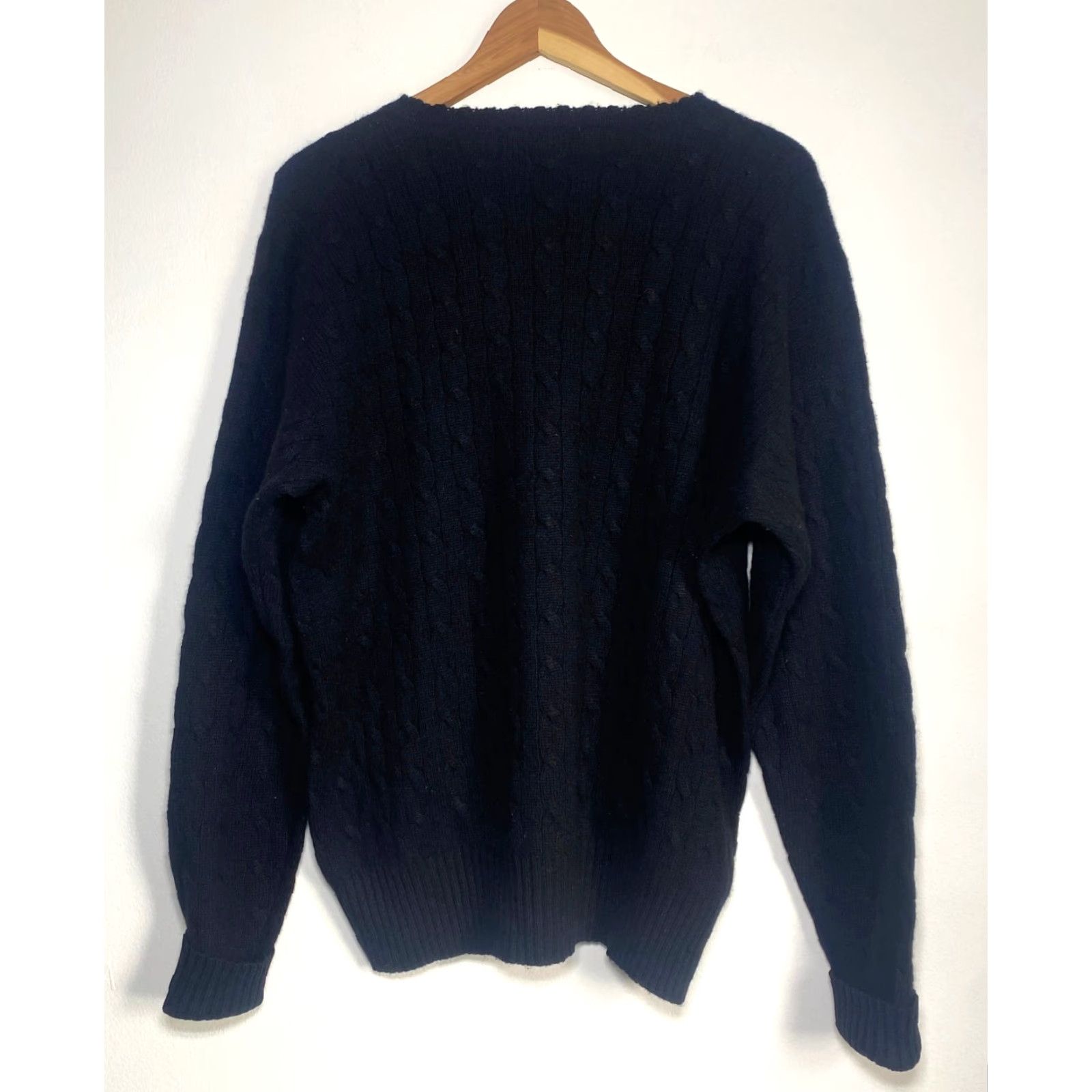 Polo Ralph Lauren VINTAGE Polo Ralph Lauren Men’s Sweater Cable Knit 100% Cashmere Black Large / 44 Crew Neck Long Sleeve, Pullover, Designer 90s Mens Size US L / EU 52-54 / 3 - 2 Thumbnail