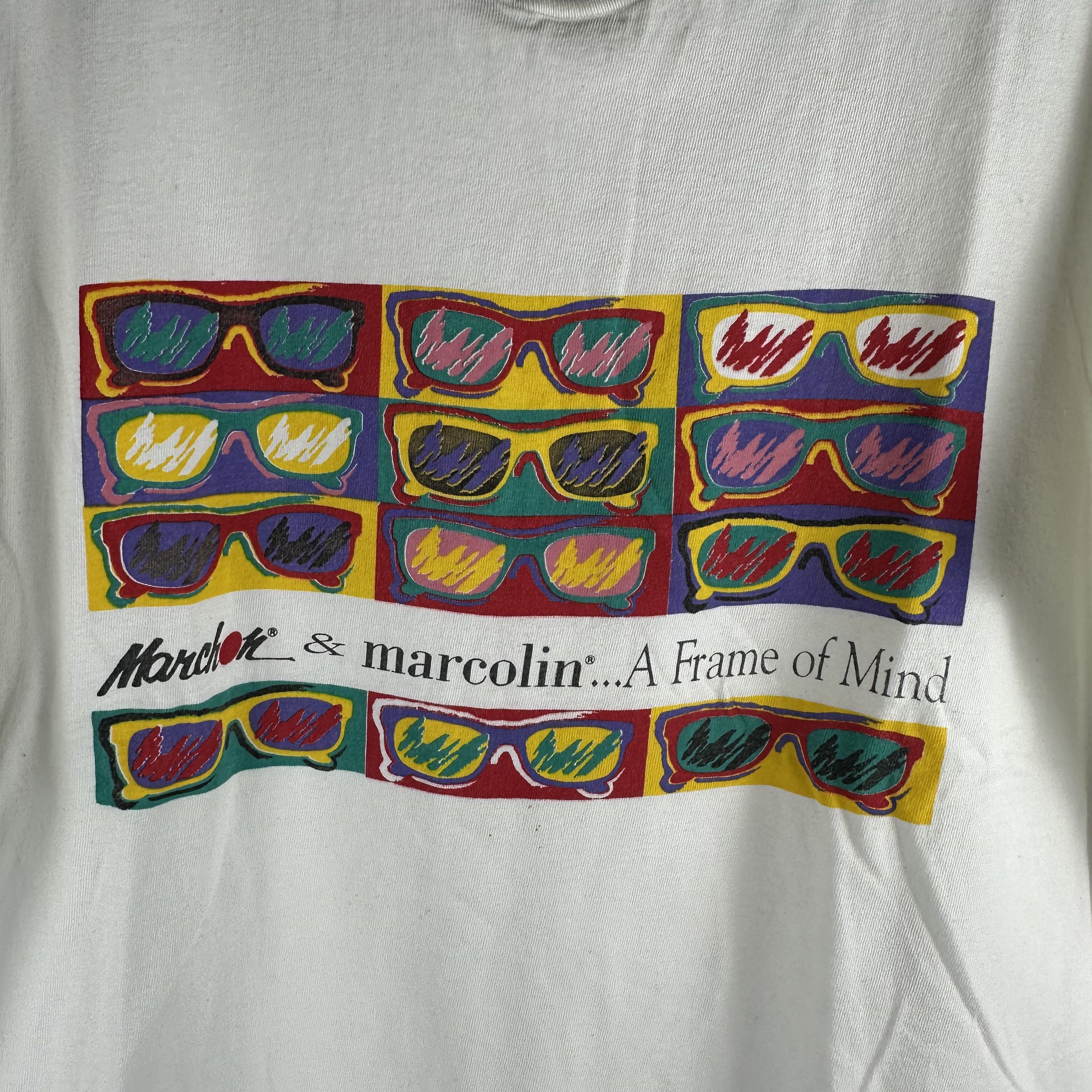 Vintage ​90s Marchon & Marcolin Eyewear A Frame of Mind Art Tee Size US XL / EU 56 / 4 - 2 Thumbnail