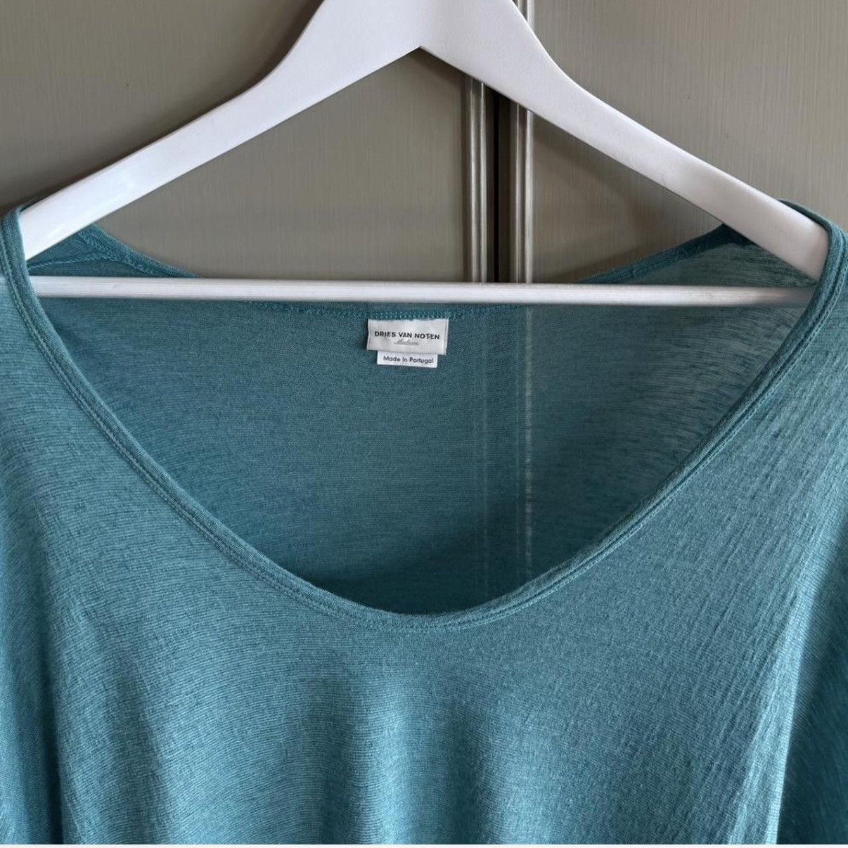 Dries Van Noten Rayon/Wool Turquoise Scoop Neck Long Sleeve Size M / US 6-8 / IT 42-44 - 2 Thumbnail