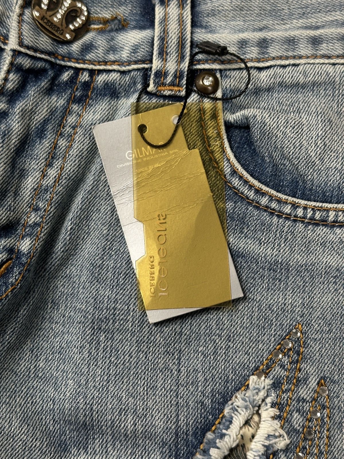 Iceberg Iceberg Distressed Rhinestone Y2K Archive Denim Jeans Italy Size 31" - 12 Thumbnail