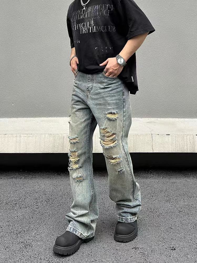 Japanese Brand × Jean Hip hop vintage washed and distressed ripped jeans Size US 30 / EU 46 - 3 Thumbnail