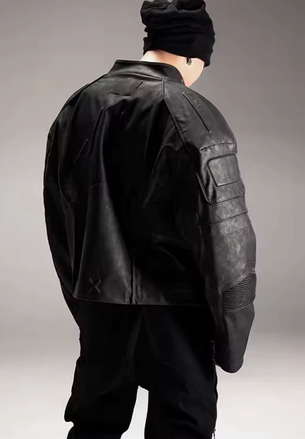 Leather Distressed Black Faux Leather Racer Jacket Size US M / EU 48-50 / 2 - 4 Thumbnail
