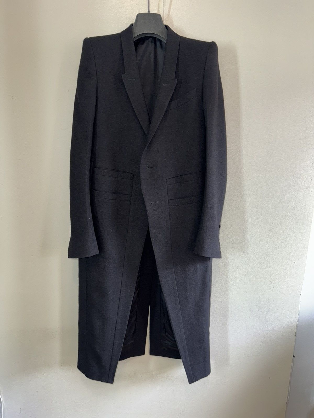 Pre-owned Rick Owens Strobe Neue Coat In Wt Wool Size 48 In Black