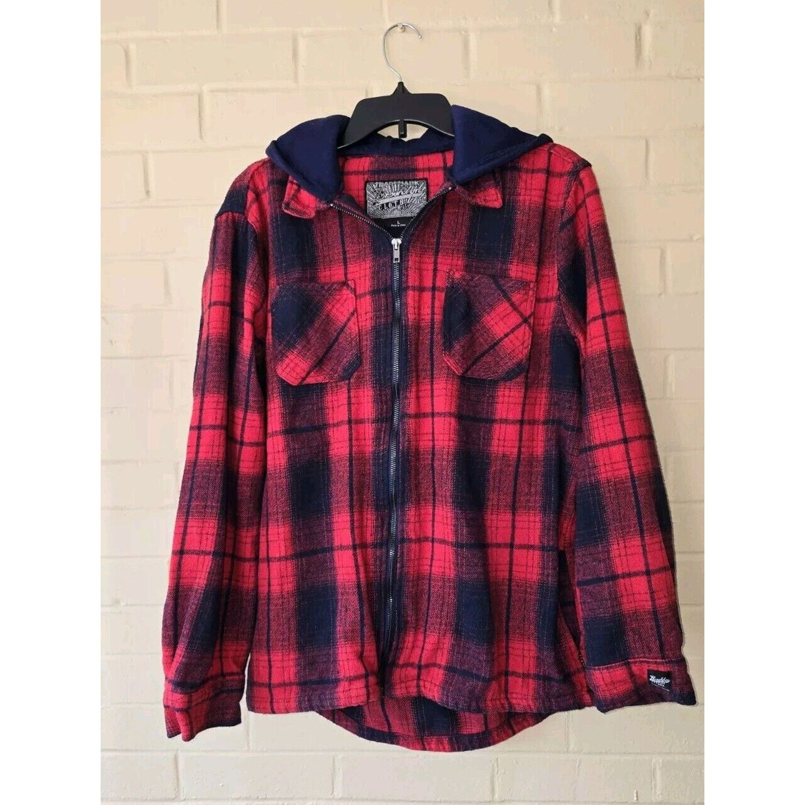 Brooklyn Cloth Brooklyn Cloth Mfg Zip Up Flannel Hooded Jacket Mens Size L Size US L / EU 52-54 / 3 - 1 Thumbnail