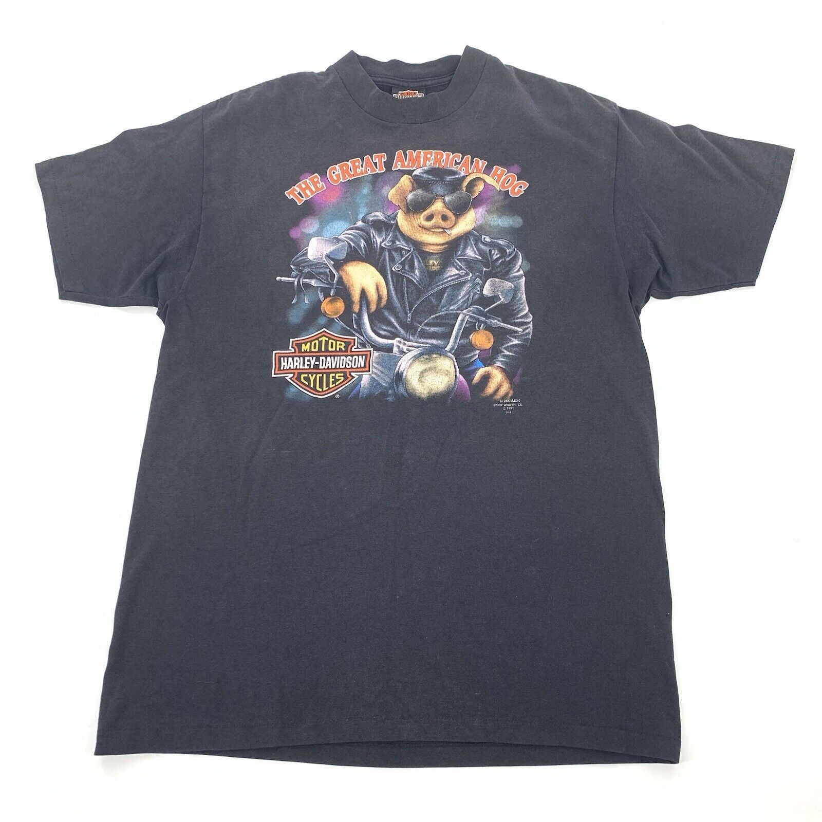 Harley Davidson × Vintage Vintage 1991 Harley Davidson Great American Hog 3D Emblem Size US XL / EU 56 / 4 - 1 Thumbnail