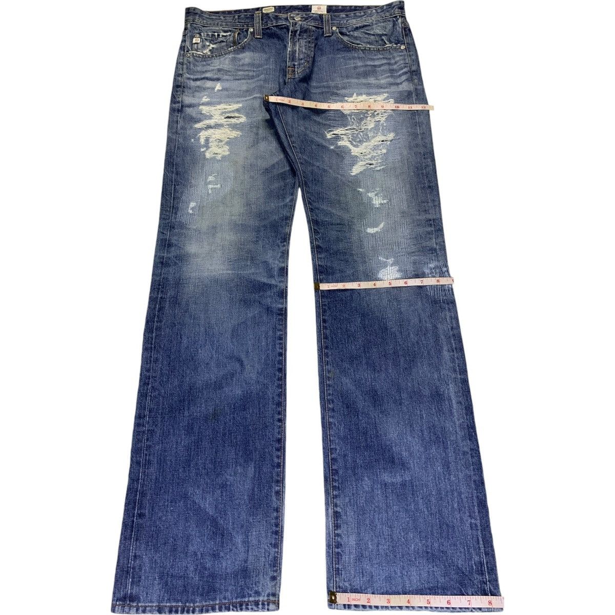 AG Adriano Goldschmied Vintage USA AG Faded Wash Patch Distressed Baggy Jeans Size US 37 - 13 Thumbnail
