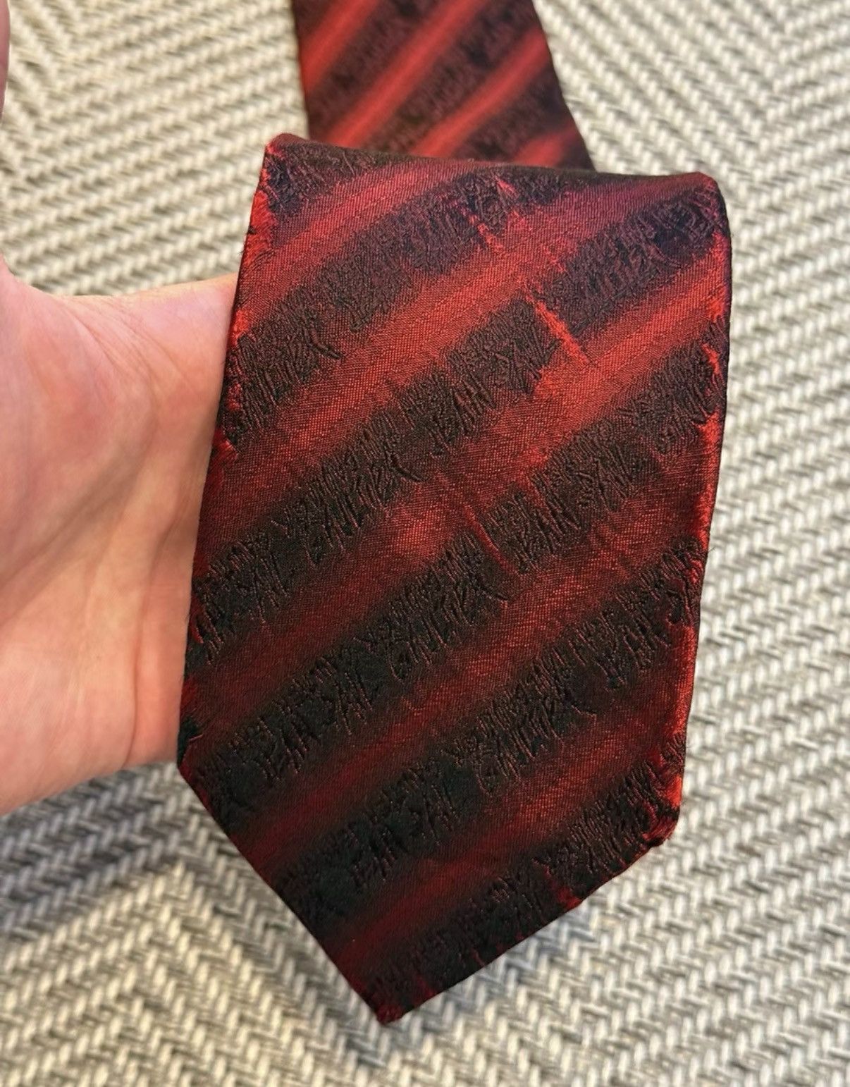 Jean Paul Gaultier Jean Paul Gaultier Wine Red Diagonal Stripe Logo Tie K24 Size ONE SIZE - 4 Thumbnail