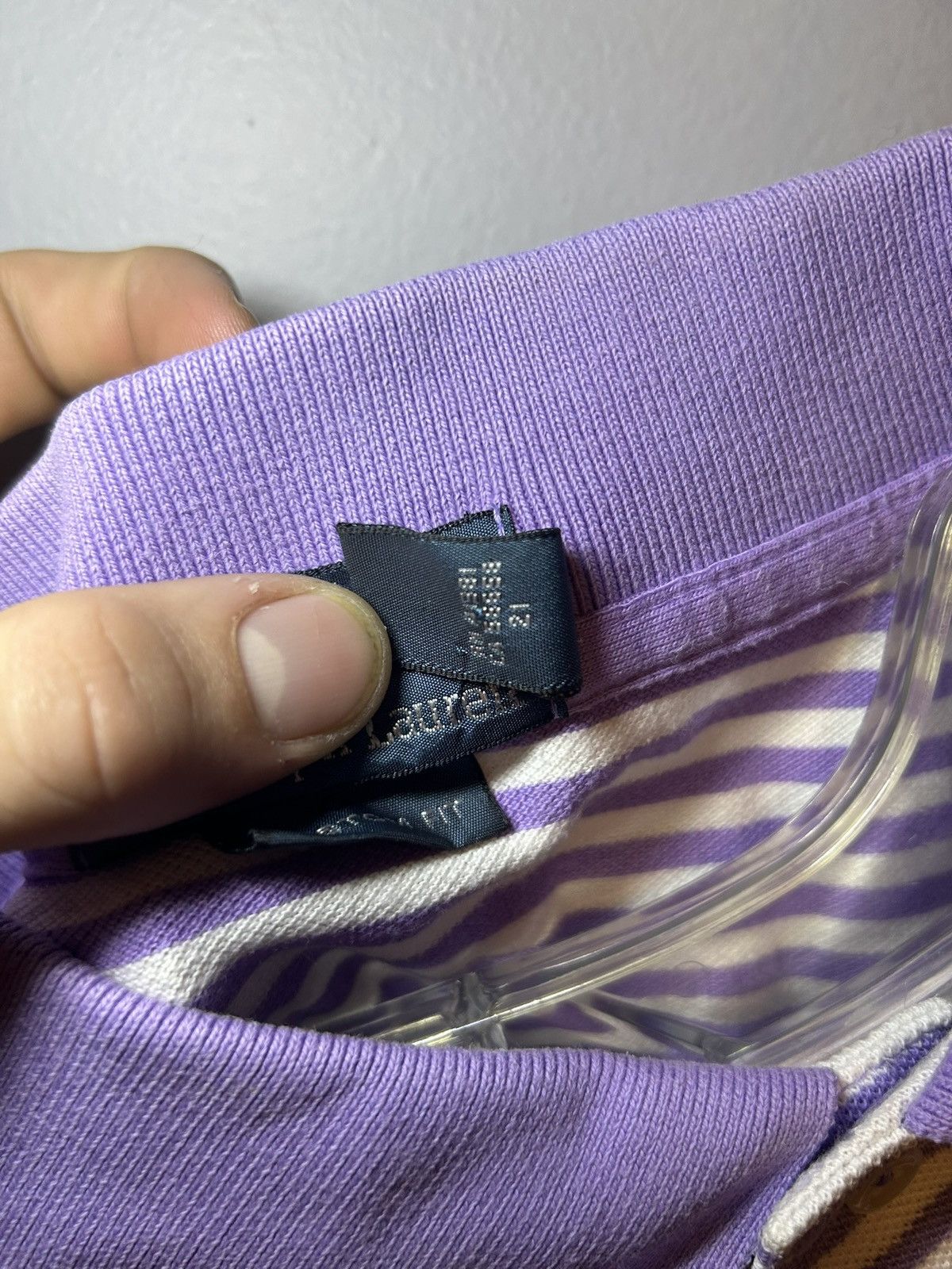 Polo Ralph Lauren Vintage Polo by Ralph Lauren purple/white striped polo shirt Size US L / EU 52-54 / 3 - 5 Thumbnail