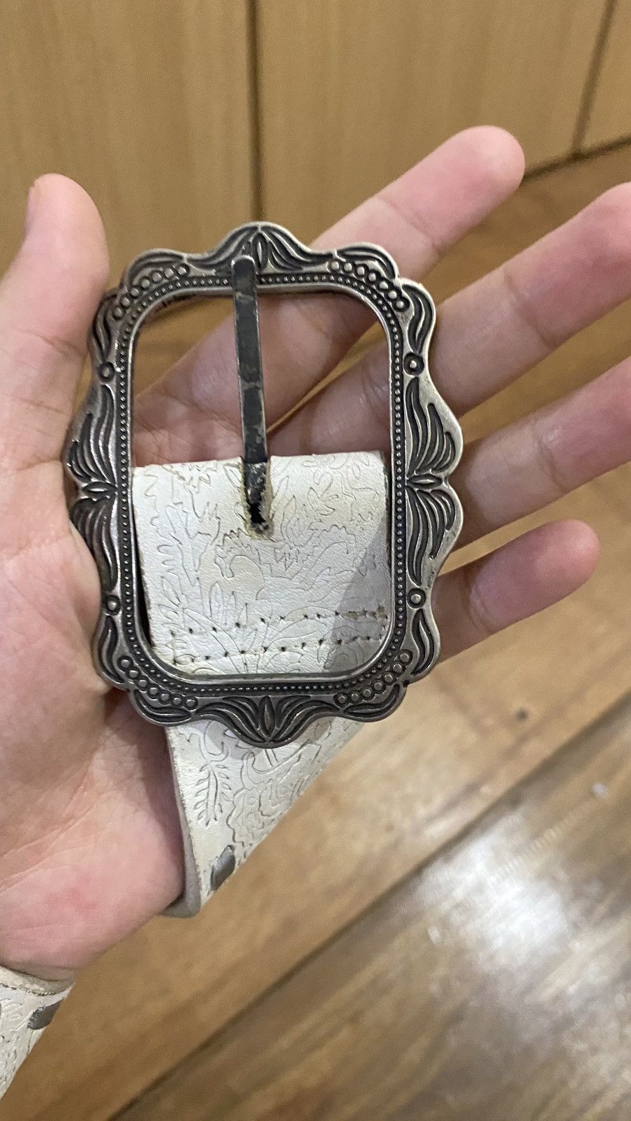 Vintage Y2K belt vintage leather white Size ONE SIZE - 3 Thumbnail
