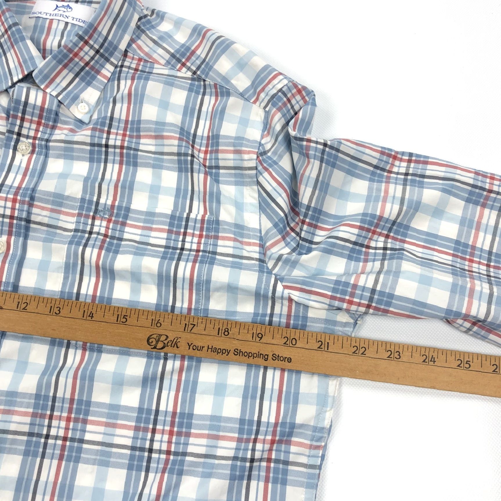 Southern Tide Southern Tide Button-Down Shirt Plaid Long Sleeve M Blue Red White Black Casual Men Size US M / EU 48-50 / 2 - 7 Thumbnail