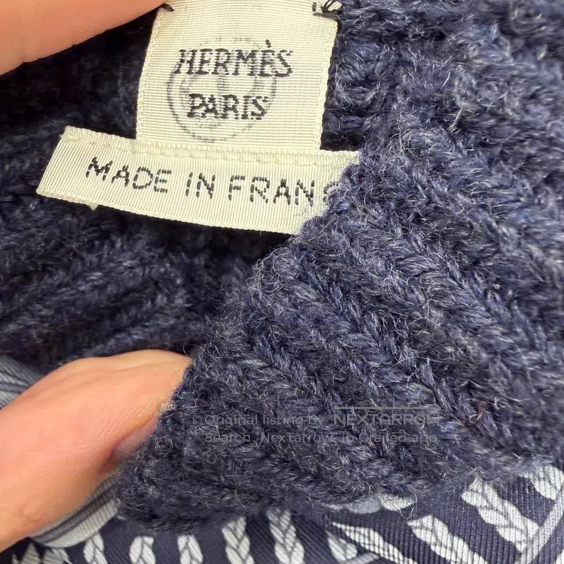 Hermes Hermes Navy Blue Wool and Silk Jacquard Coarse Knit Sweate Size XS / US 0-2 / IT 36-38 - 3 Thumbnail