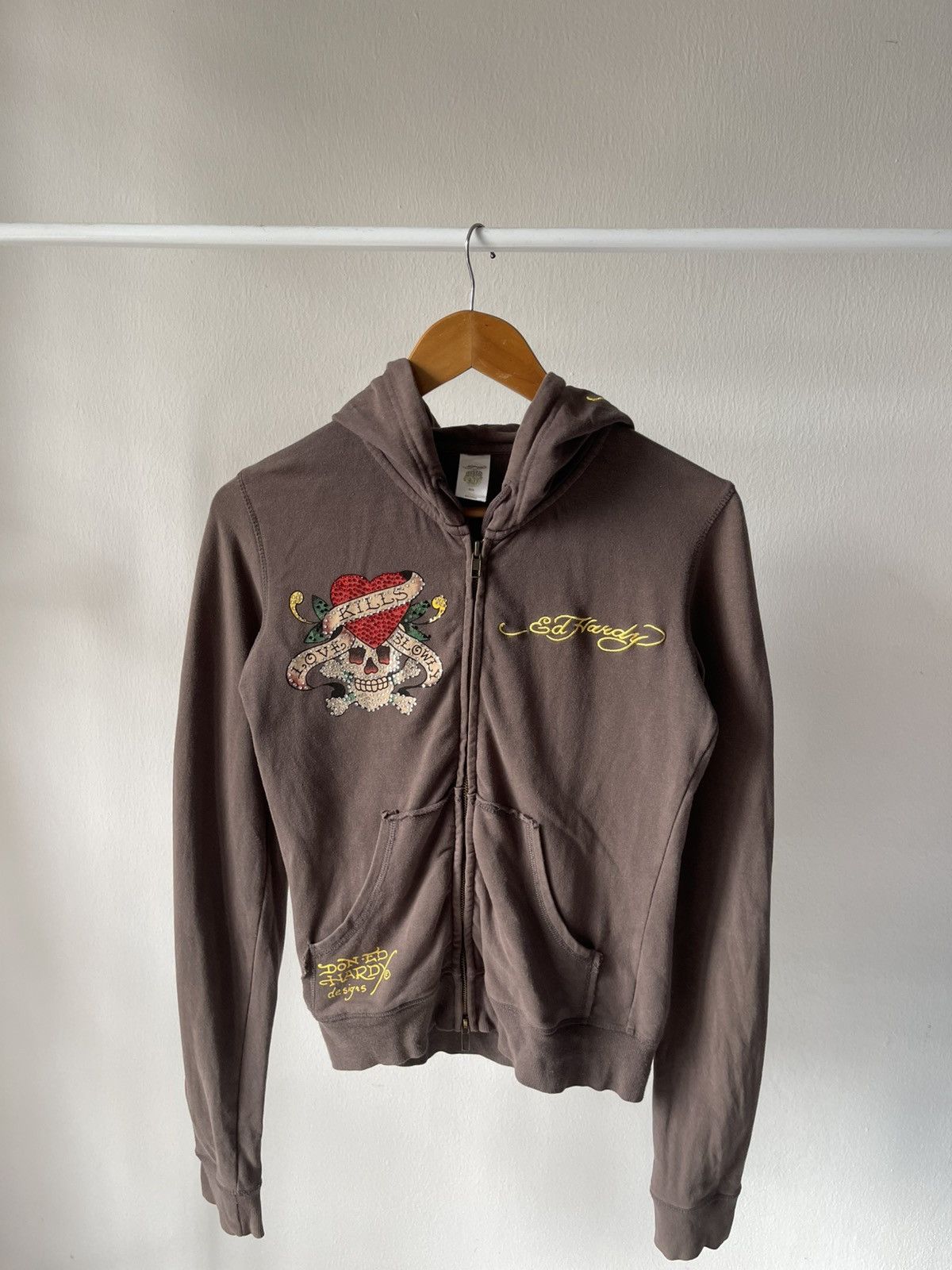 Ed Hardy 2000s Y2k Ed Hardy Skull Zip Hoodie Size US S / EU 44-46 / 1 - 2 Thumbnail