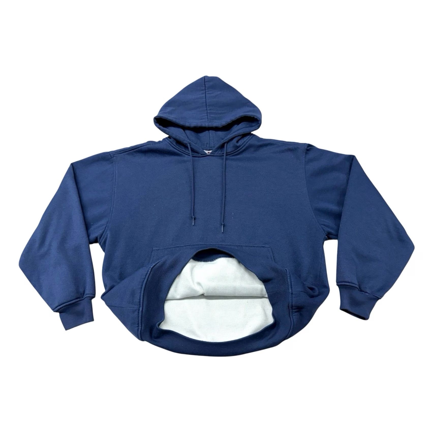 Vintage VINTAGE Franklin Hoodie Mens L Blue Thermal Lined Waffle Faded Boxy 90s Pullover Size US L / EU 52-54 / 3 - 2 Thumbnail