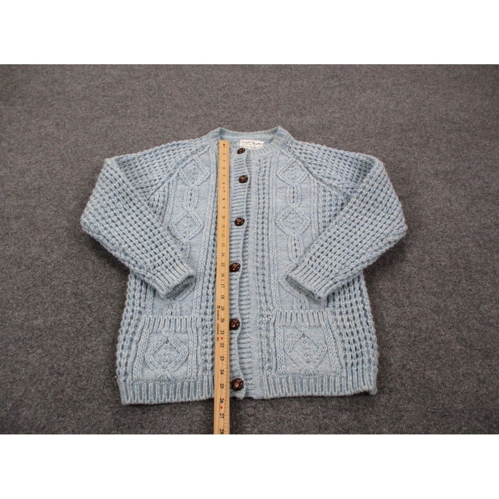 Gap VINTAGE Purple Heather Gap Of Dunloe Sweater Womens L Crew Neck Cable-Knit Wool Blue Heather Cardigan Size L / US 10 / IT 46 - 3 Thumbnail