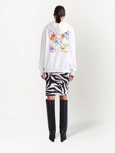 Off-White o1gr1nt0125 Floral Embroidered Arrow Reg Hoodie in White Size XS / US 0-2 / IT 36-38 - 4 Thumbnail