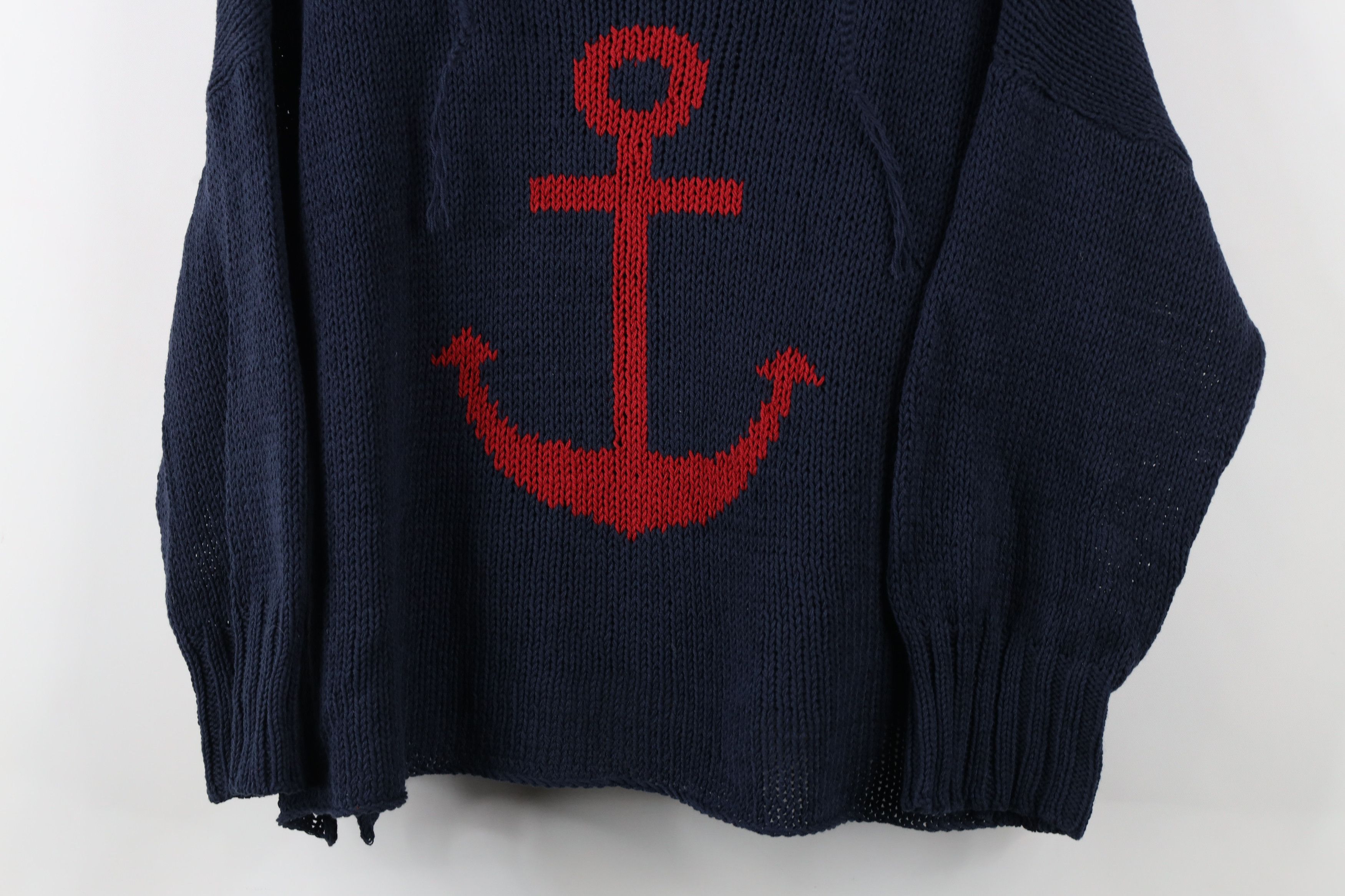 Vintage Wooden Ship Boat Anchor Marled Knit Sweater Blue Size M / US 6-8 / IT 42-44 - 3 Thumbnail
