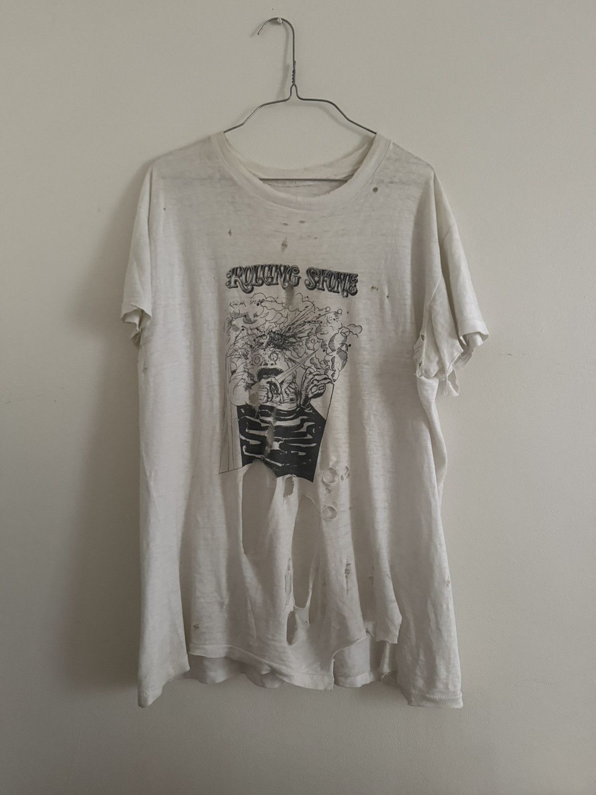 Vintage Vintage Ralph Steadman Rolling Stone 70 Thrashed Faded Shirt Size US L / EU 52-54 / 3 - 2 Thumbnail