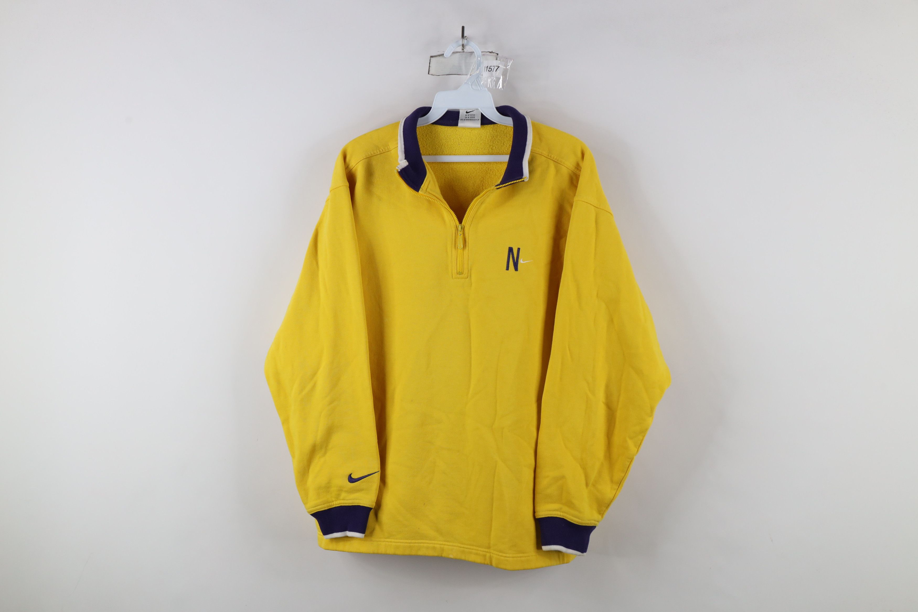 Nike × Vintage Vintage 90s Nike Scott Mini Swoosh Half Zip Sweatshirt Size M / US 6-8 / IT 42-44 - 1 Thumbnail