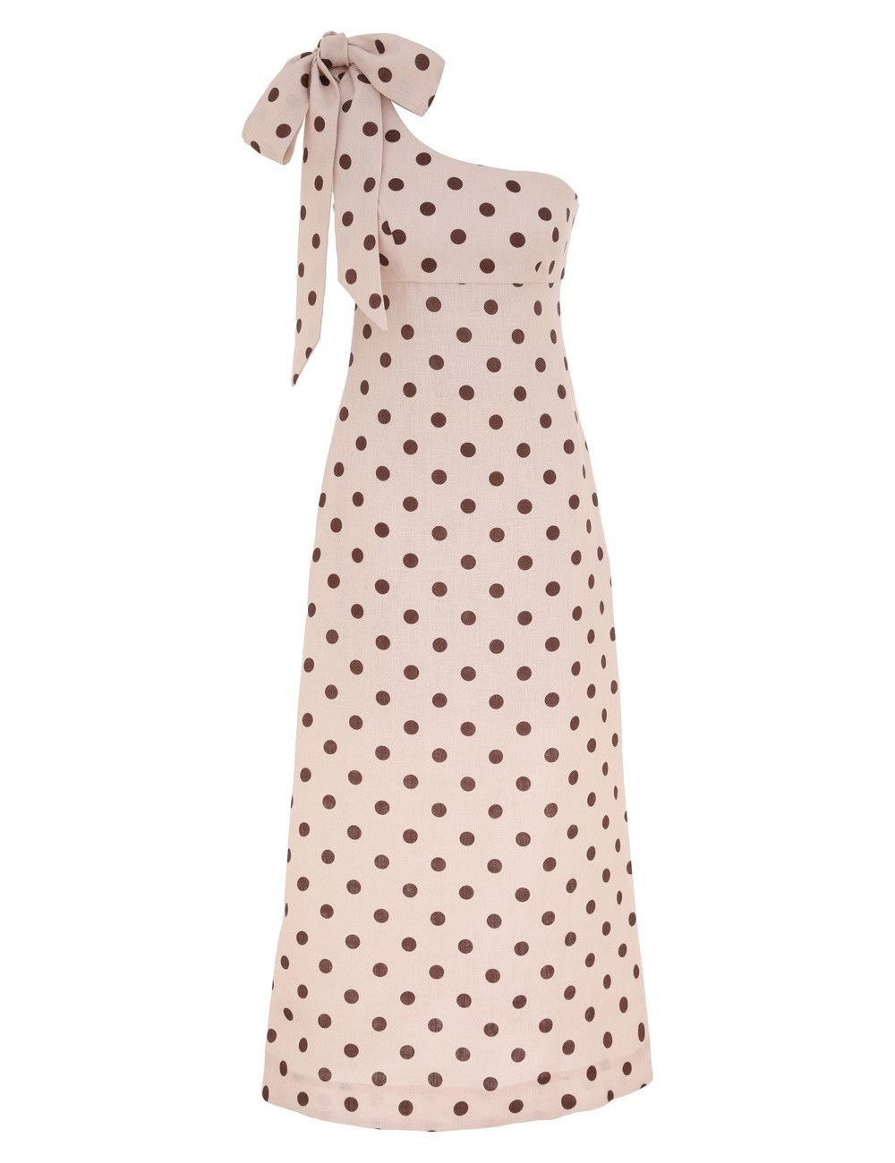 Zimmermann oc11z1025 Acacia One Shoulder Midi Dress in Cream/Tan Size L / US 10 / IT 46 - 1 Thumbnail