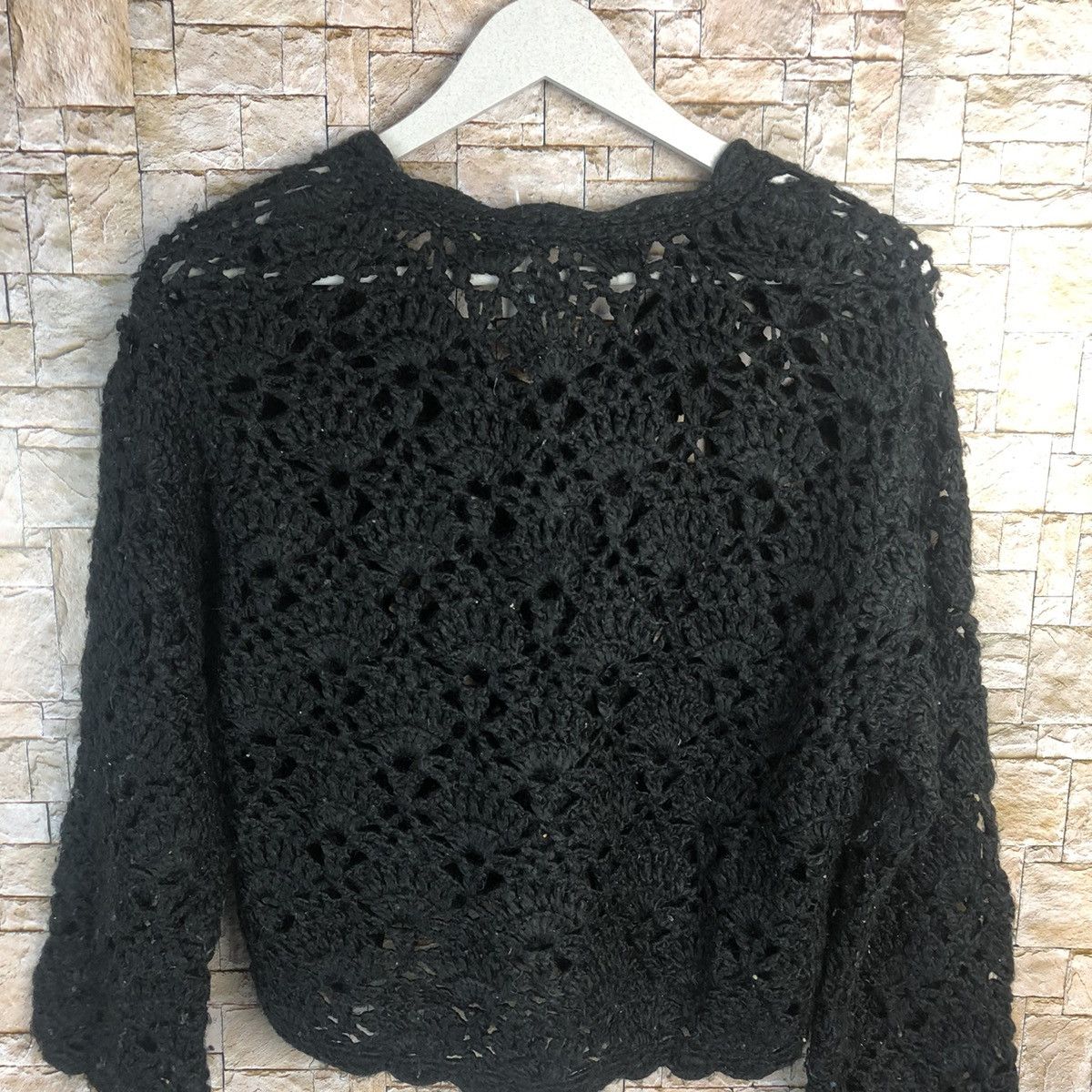 Handmade × Homespun Knitwear × Japanese Brand DL Pual CeCin Raciqn crochet meshnet Cardigan Knitwear #A201 Size M / US 6-8 / IT 42-44 - 13 Thumbnail