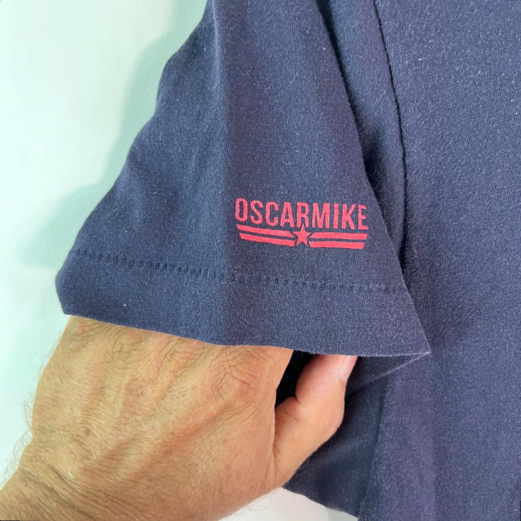 Vintage Oscar Mike Apparel Mens T-Shirt Graphic Pullover Blue Large Size US L / EU 52-54 / 3 - 4 Thumbnail