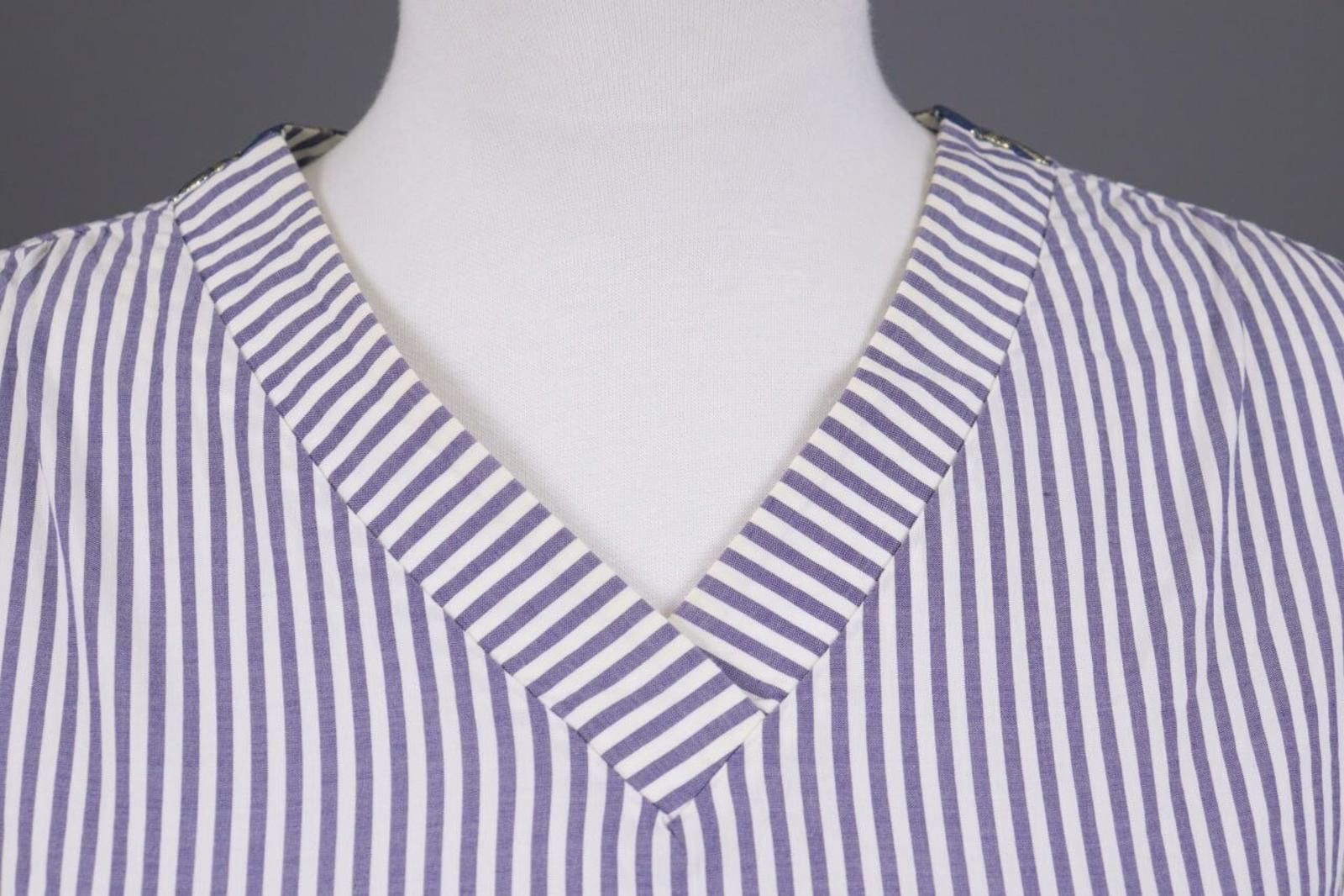 Designer S'Max Mara Multicolour Striped V-Neck Blouse Shirt Size 38 Size M / US 6-8 / IT 42-44 - 4 Thumbnail