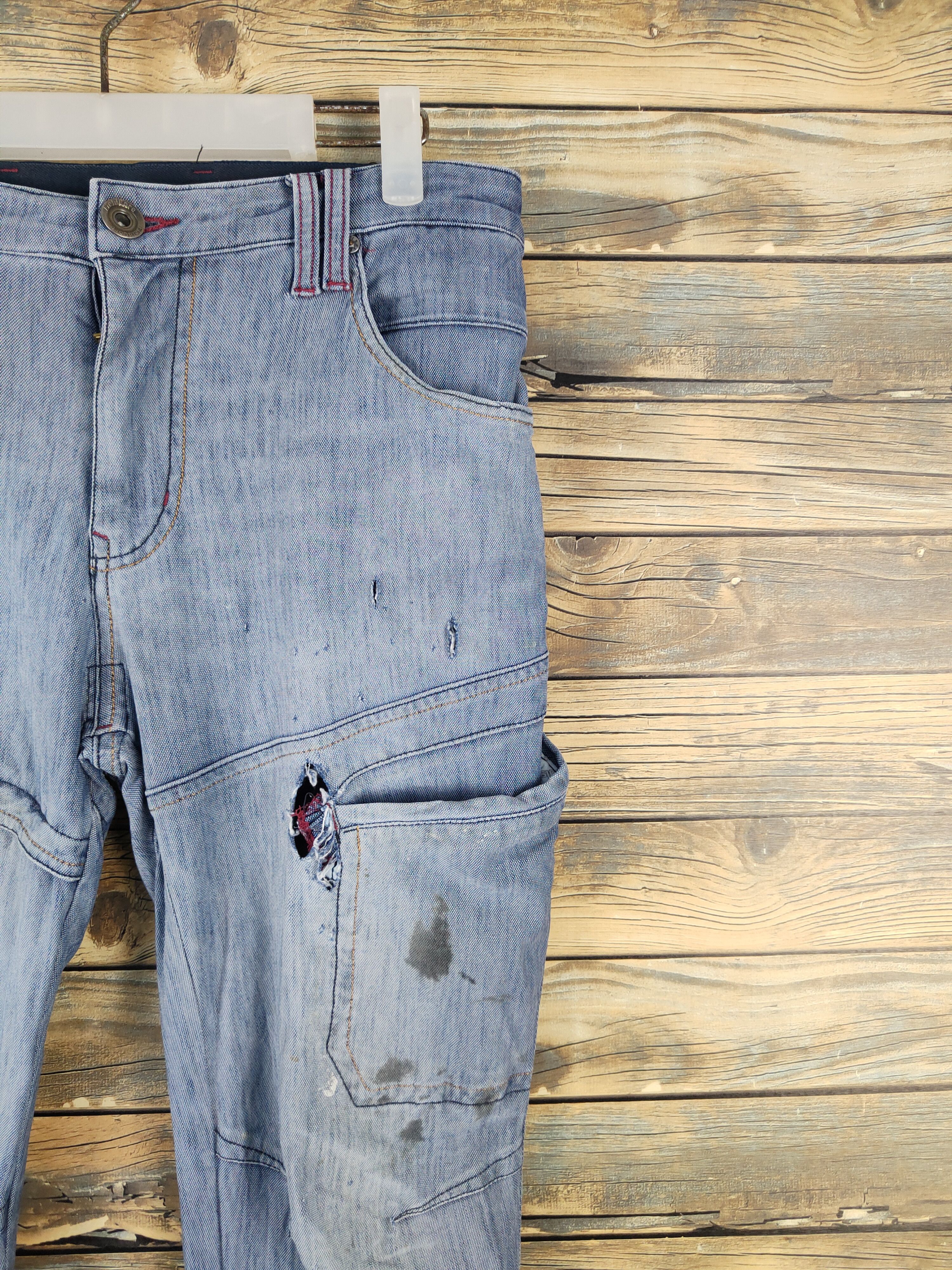 Japanese Brand FieldCore Blue Distressed Ripped Soft Jeans #W2087 Size US 30 / EU 46 - 5 Thumbnail
